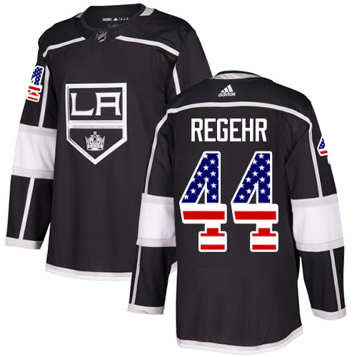 Adidas Kings #44 Robyn Regehr Black Home Authentic USA Flag Stitched NHL Jersey - Click Image to Close
